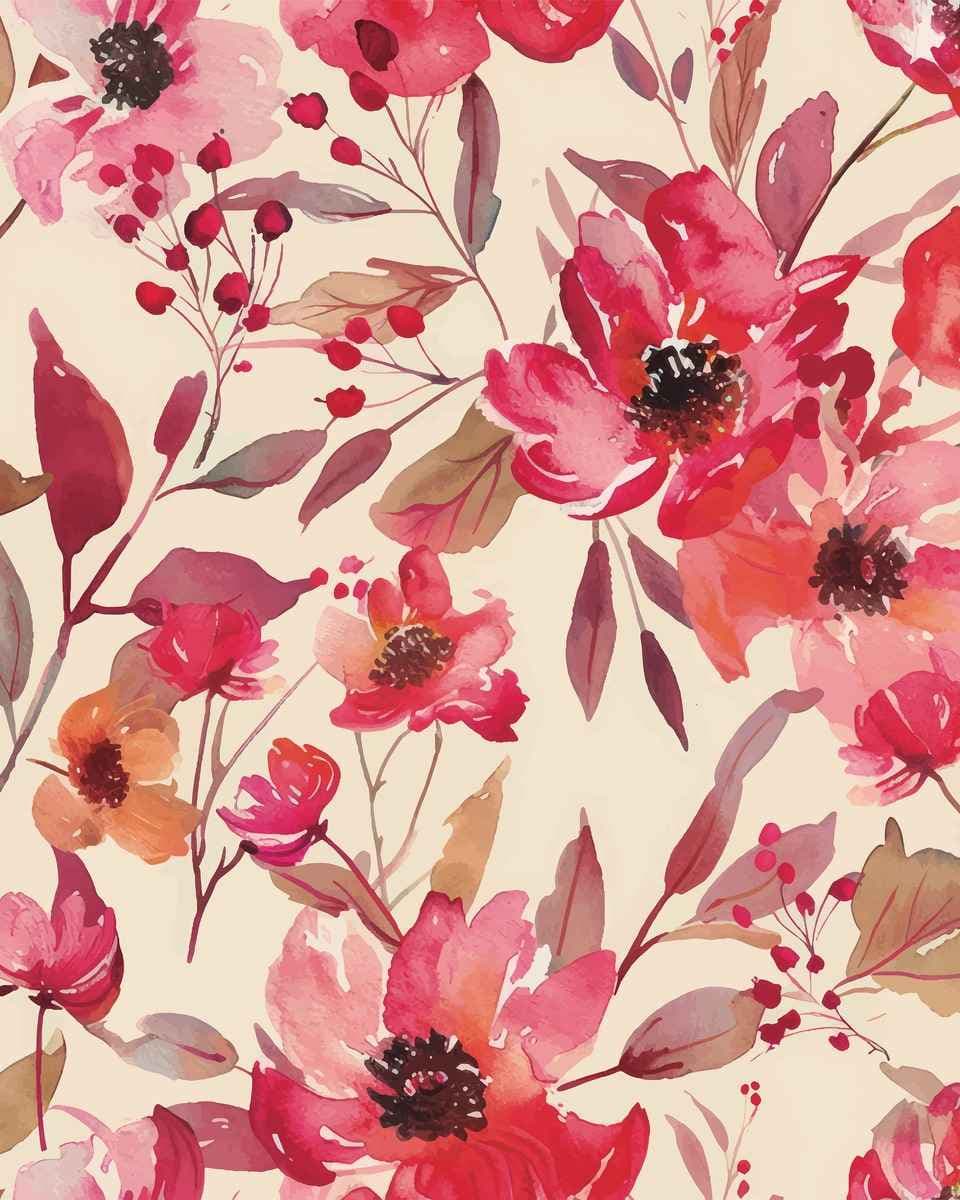 Papel de Parede Floral Aquarela Rosé